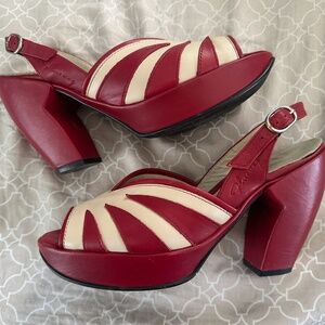 Fluevog Lip Service peep toe pumps